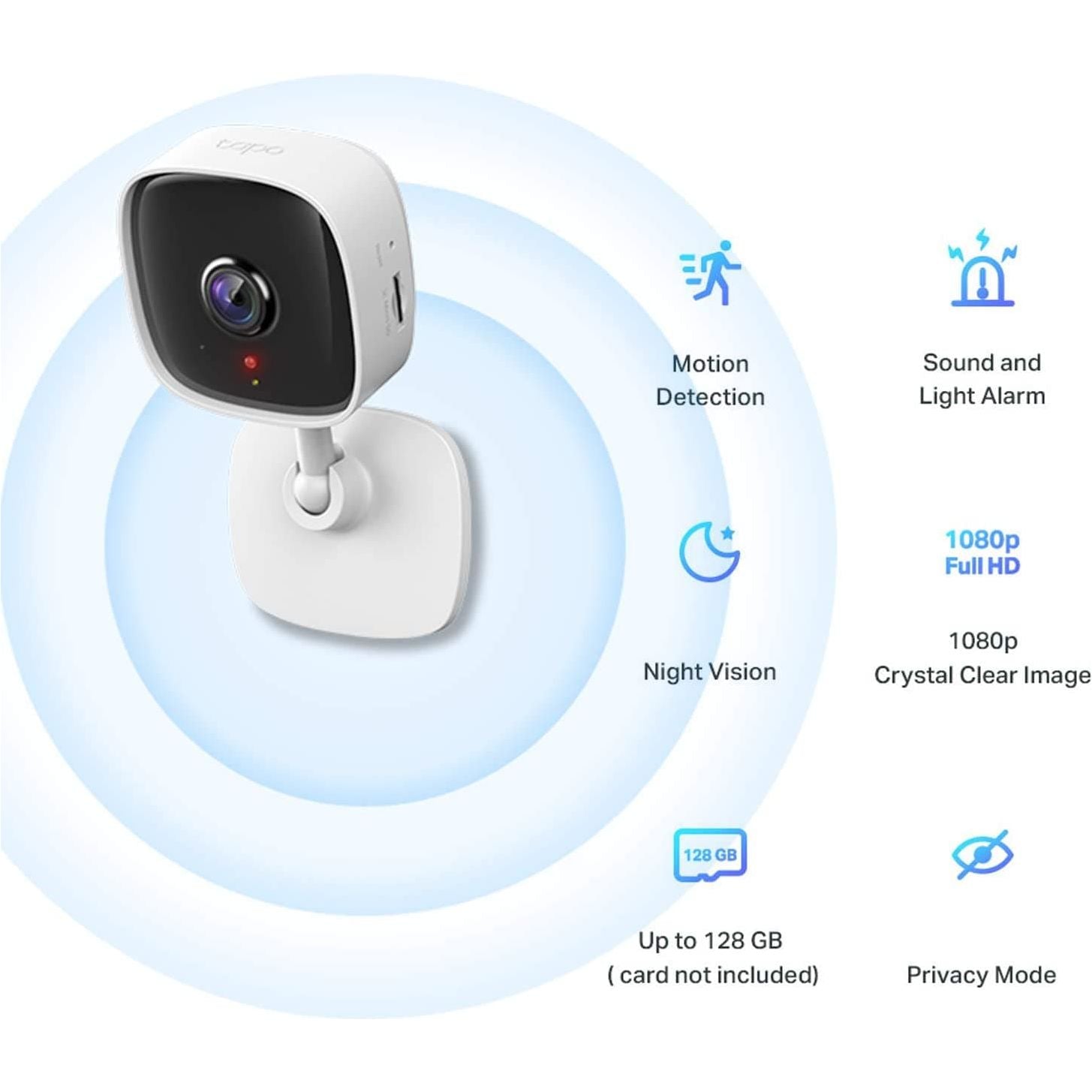 TP-Link,TP-Link Tapo Mini Smart Security Camera, Indoor CCTV, Works with Alexa & Google Home, No Hub Required, 1080p, 2-Way Audio, Night Vision, SD Storage, Device Sharing (Tapo C100) - Gadcet.com